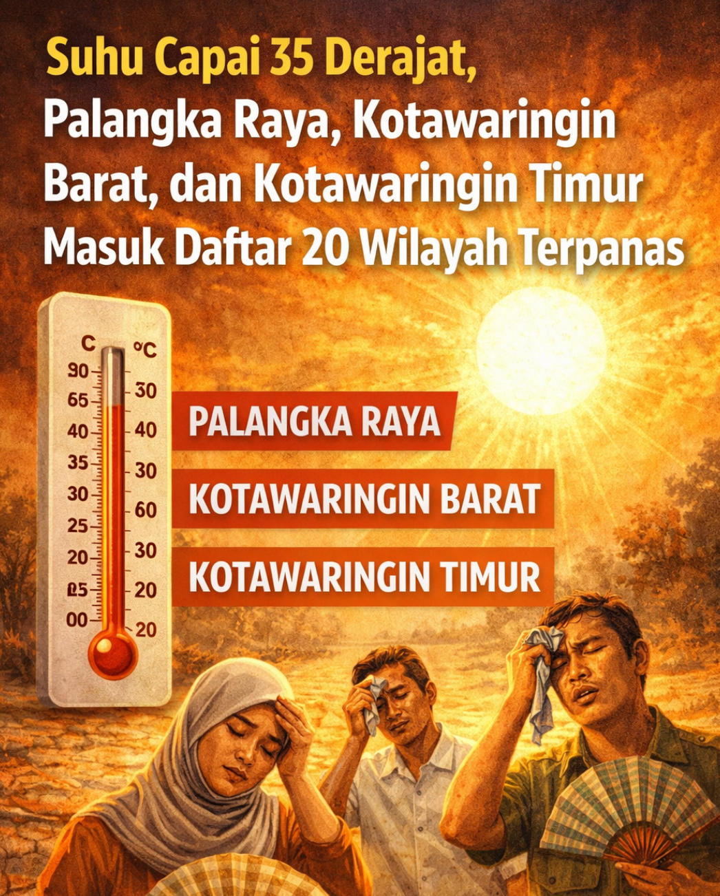 Suhu Capai 35 Derajat: Palangka Raya, Kotawaringin Barat, dan Kotawaringin Timur Masuk Daftar 20 Wilayah Terpanas